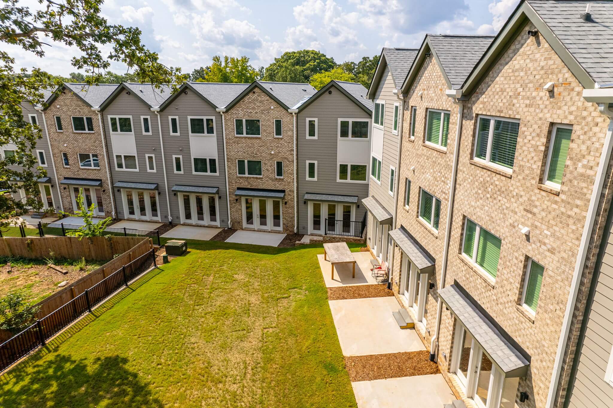 gorman row off campus townhomes and houses near nc state back patio porch yard