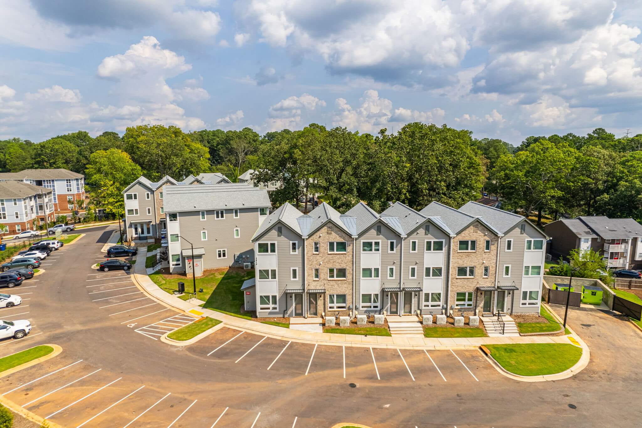 gorman row off campus townhomes and houses near nc state birds eye view exterior